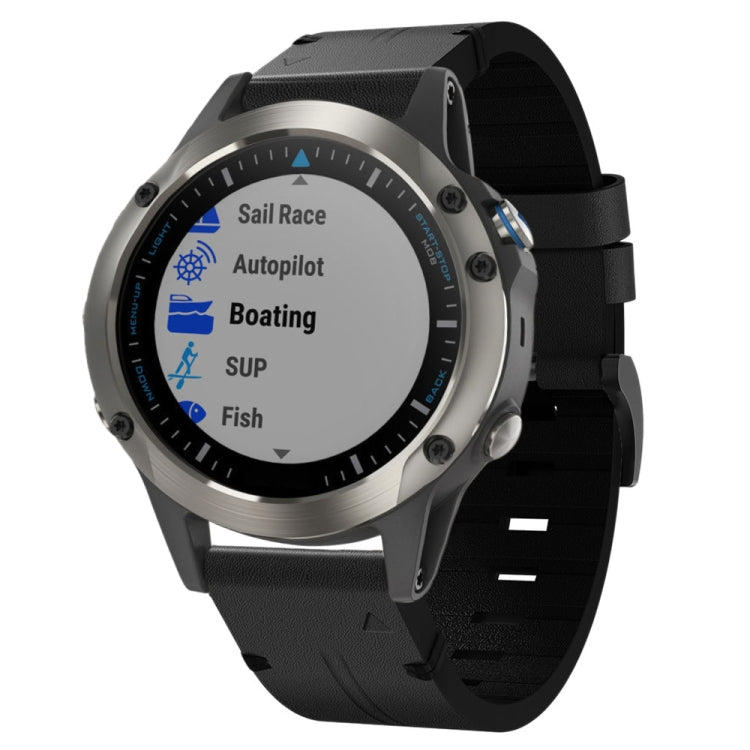 Compatible with Garmin Quatix 5 Sapphire 22mm Leather Steel Buckle Watch Band(Black)