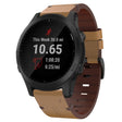 For Garmin Forerunner 945 22mm Leather Steel Buckle Watch Band (Light Brown) - Smart Wear by PMC TechLife | Online Shopping South Africa | PMC TechLife
