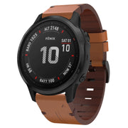 Compatible with Garmin Fenix 6S Pro 20mm Leather Steel Buckle Watch Band(Brown)