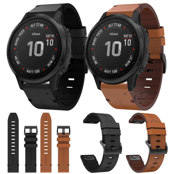 Compatible with Garmin Fenix 6S Pro 20mm Leather Steel Buckle Watch Band(Brown)