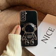 For Samsung Galaxy S22 Ultra 5G Plating Astronaut Holder Phone Case(Black) - free shipping - PMC TechLife - Order now!