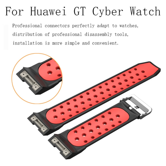 For Huawei Watch GT Cyber Two-Color Breathable Watch Band(Red+Black)