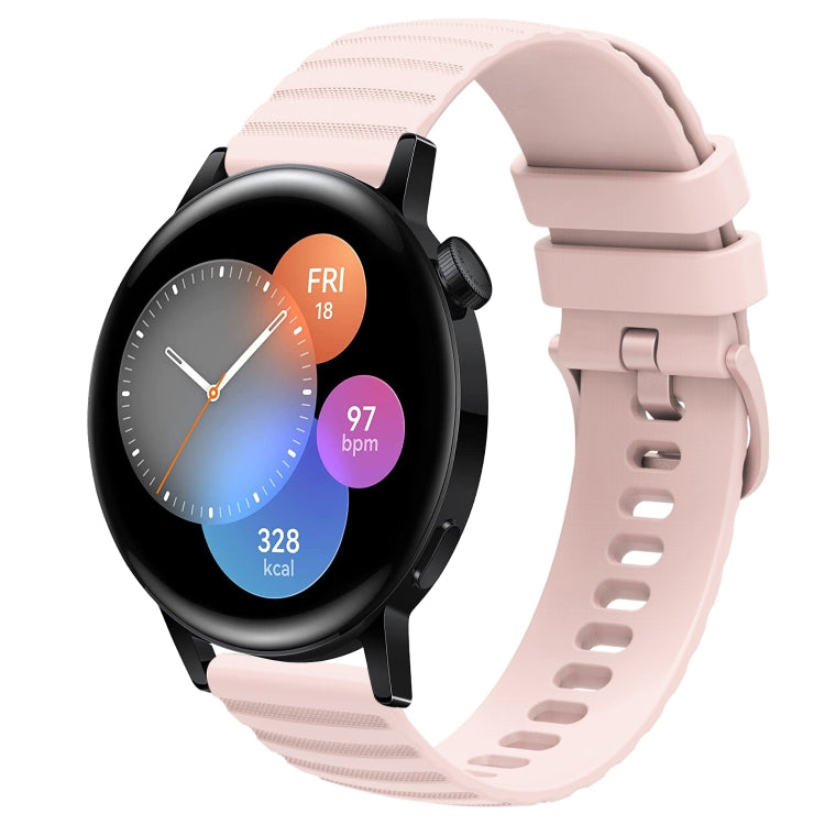 For Huawei Watch GT3 42mm 20mm Wavy Dot Pattern Solid Color Silicone Watch Band(Pink)