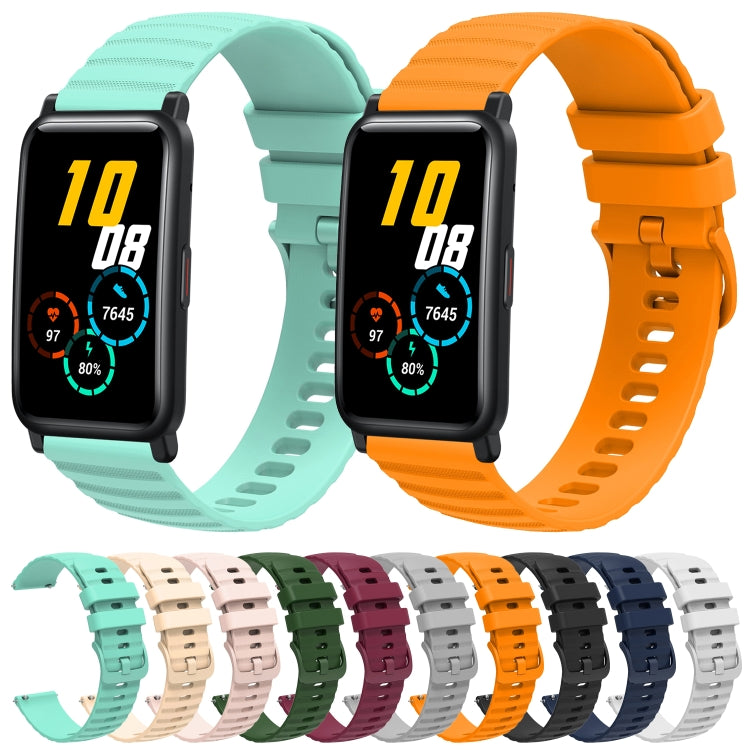 For Honor Watch ES 20mm Wavy Dot Pattern Solid Color Silicone Watch Band(Teal)