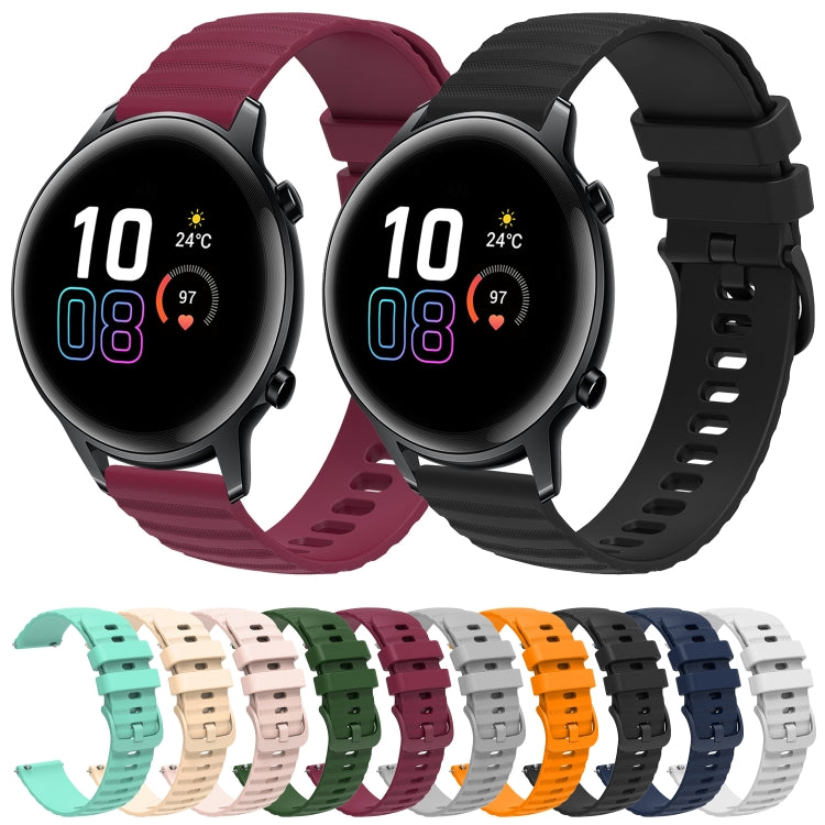 For Honor Magic Watch2 42mm 20mm Wavy Dot Pattern Solid Color Silicone Watch Band(Navy Blue)