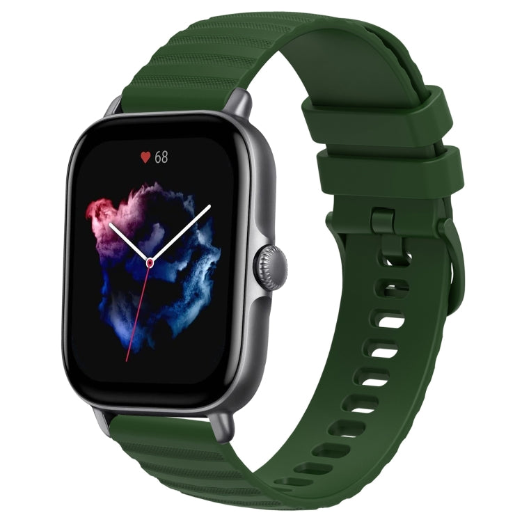 For Amazfit GTS 3 20mm Wavy Dot Pattern Solid Color Silicone Watch Band(Army Green)