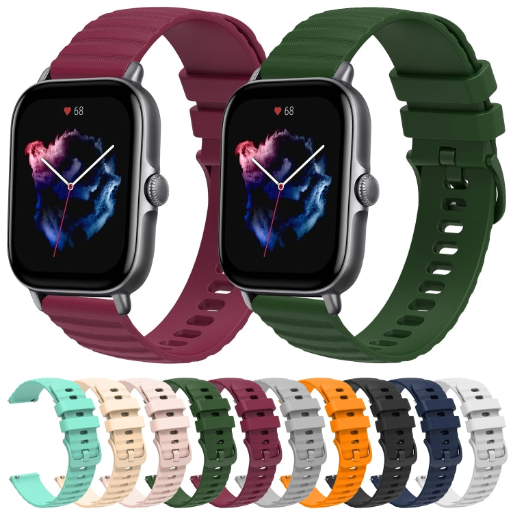 For Amazfit GTS 3 20mm Wavy Dot Pattern Solid Color Silicone Watch Band(Wine Red)