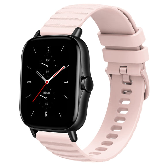 For Amazfit GTS 2E 20mm Wavy Dot Pattern Solid Color Silicone Watch Band(Pink)