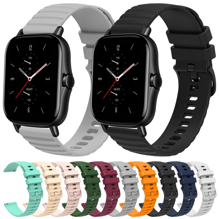 For Amazfit GTS 2E 20mm Wavy Dot Pattern Solid Color Silicone Watch Band(Pink)