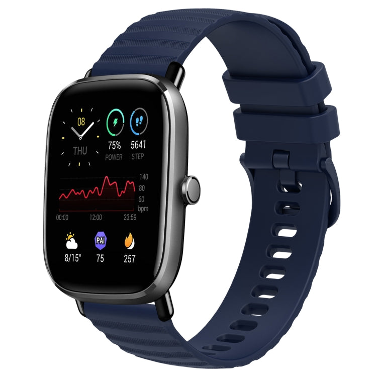For Amazfit GTS 2 Mini 20mm Wavy Dot Pattern Solid Color Silicone Watch Band(Navy Blue)