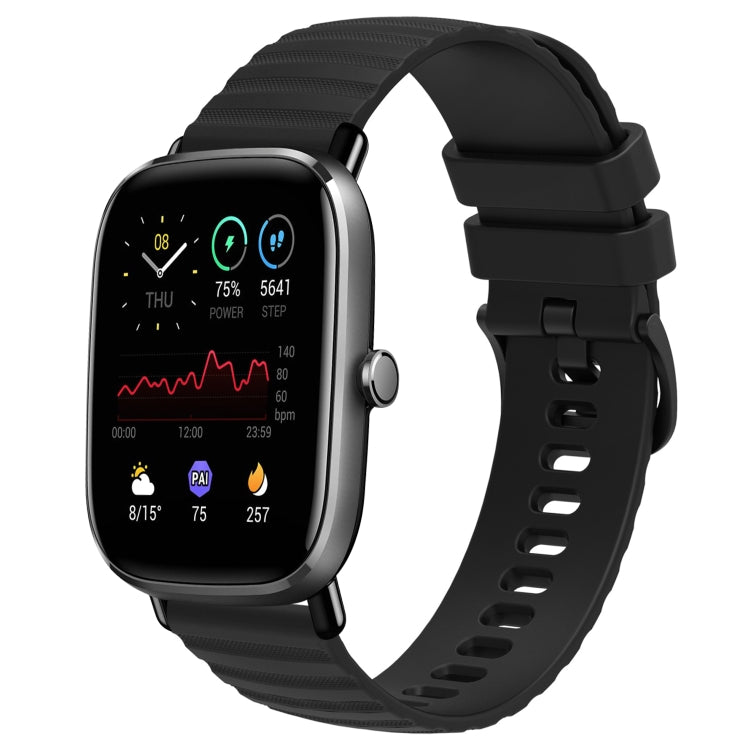 For Amazfit GTS 2 Mini 20mm Wavy Dot Pattern Solid Color Silicone Watch Band(Black)