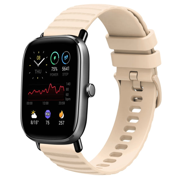 For Amazfit GTS 2 Mini 20mm Wavy Dot Pattern Solid Color Silicone Watch Band(Beige)