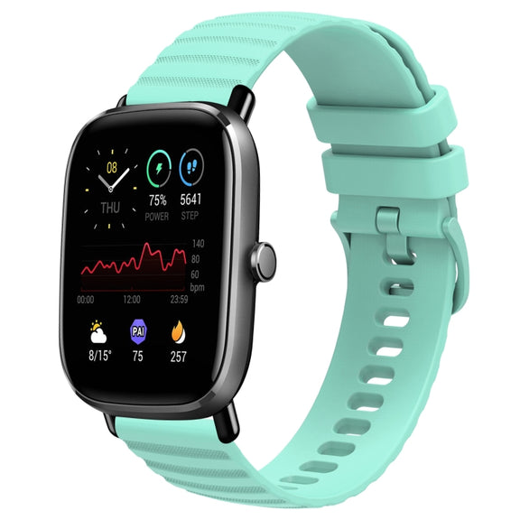 For Amazfit GTS 2 Mini 20mm Wavy Dot Pattern Solid Color Silicone Watch Band(Teal)