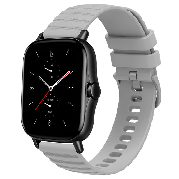 For Amazfit GTS 2 20mm Wavy Dot Pattern Solid Color Silicone Watch Band(Grey)