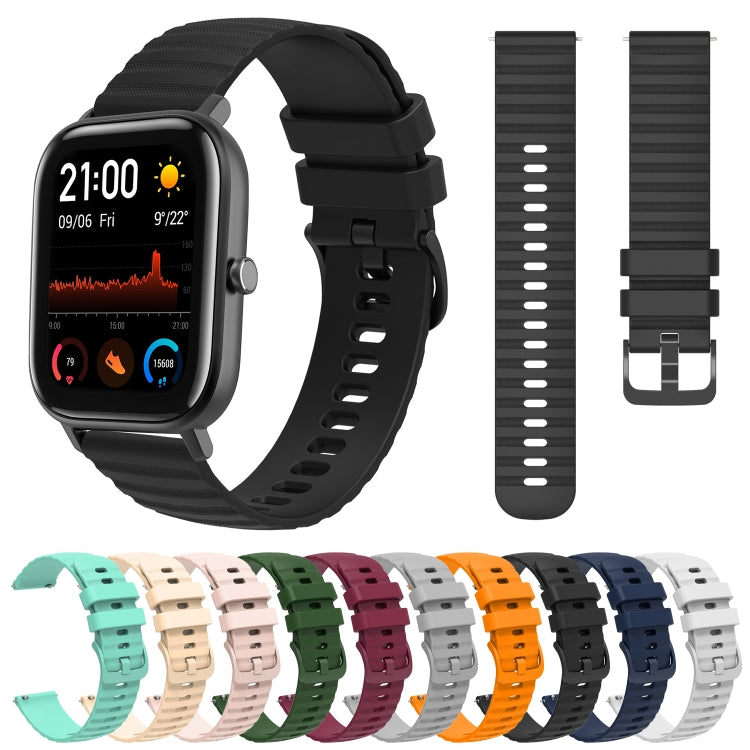 For Amazfit GTS 20mm Wavy Dot Pattern Solid Color Silicone Watch Band(Army Green)