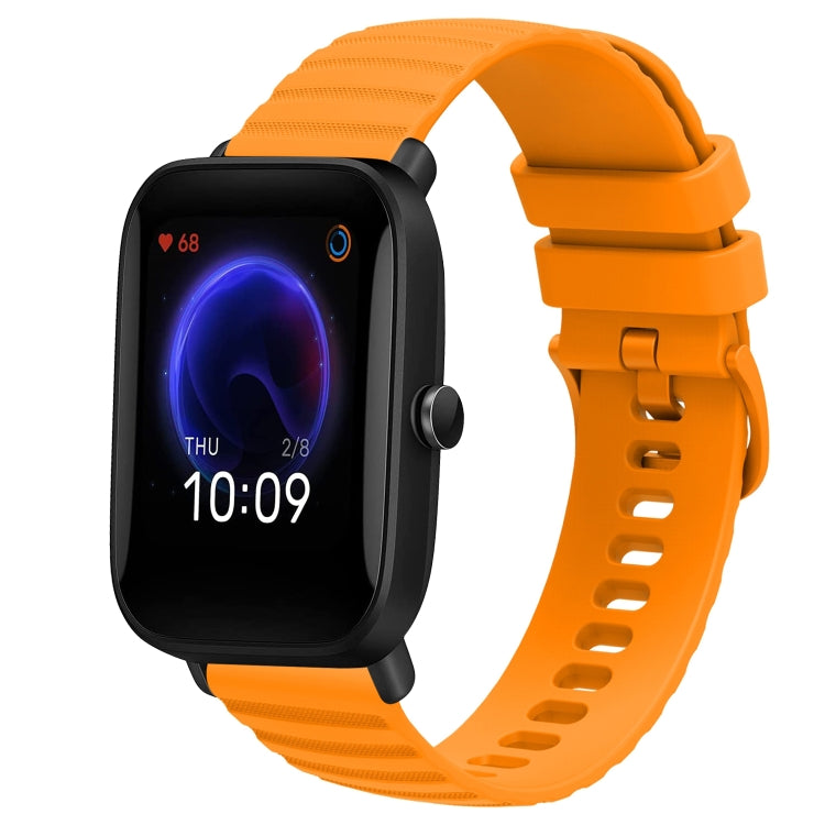 For Amazfit Pop Pro 20mm Wavy Dot Pattern Solid Color Silicone Watch Band(Yellow)