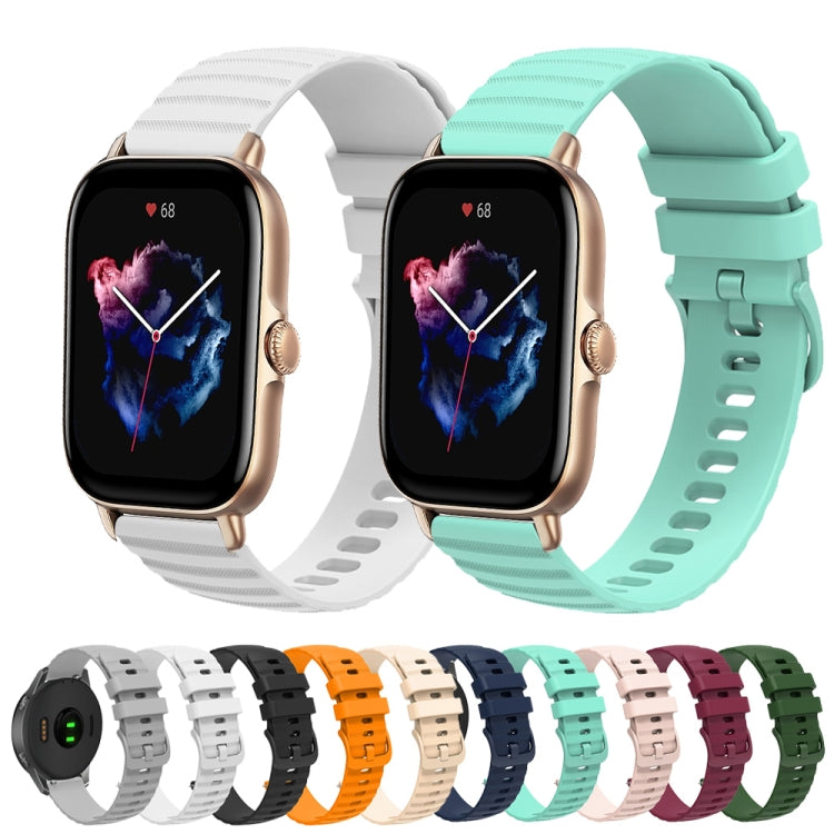 For Amazfit 3 22mm Wavy Dot Pattern Solid Color Silicone Watch Band(White)