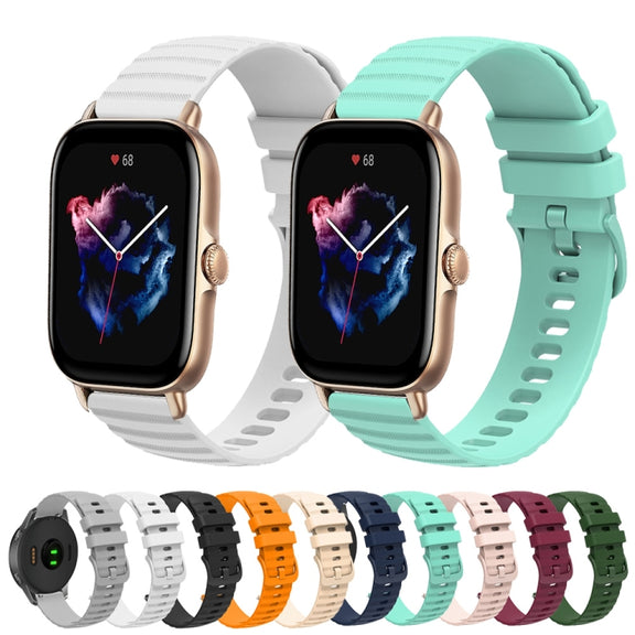 For Amazfit 3 22mm Wavy Dot Pattern Solid Color Silicone Watch Band(White)