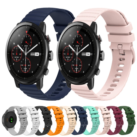For Amazft 2 Stratos 22mm Wavy Dot Pattern Solid Color Silicone Watch Band(Wine Red)