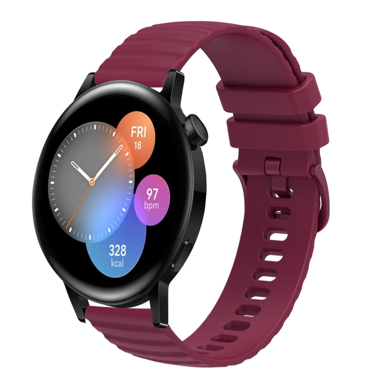 For Huawei Watch GT3 46mm 22mm Wavy Dot Pattern Solid Color Silicone Watch Band(Wine Red)