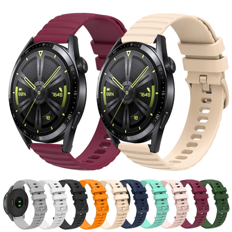 For Huawei Watch GT3 46mm 22mm Wavy Dot Pattern Solid Color Silicone Watch Band(Wine Red)