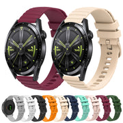 For Huawei Watch GT3 46mm 22mm Wavy Dot Pattern Solid Color Silicone Watch Band(Wine Red)