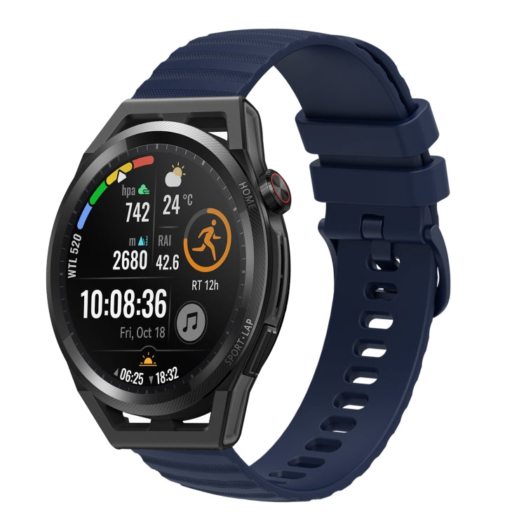 For Huawei Watch GT Runner 22mm Wavy Dot Pattern Solid Color Silicone Watch Band(Navy Blue)