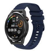 For Huawei Watch GT Runner 22mm Wavy Dot Pattern Solid Color Silicone Watch Band(Navy Blue)