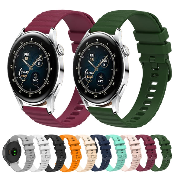 For Huawei Watch 3 22mm Wavy Dot Pattern Solid Color Silicone Watch Band(Pink)