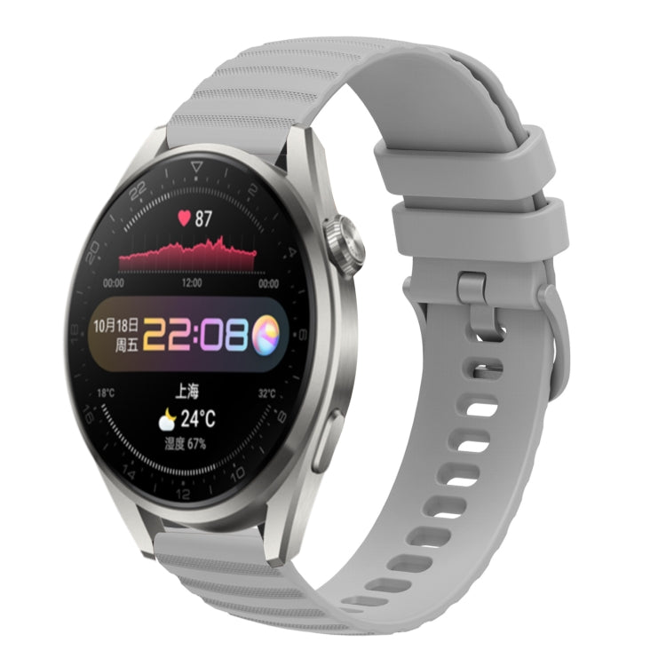 For Huawei Watch 3 Pro 22mm Wavy Dot Pattern Solid Color Silicone Watch Band(Grey)