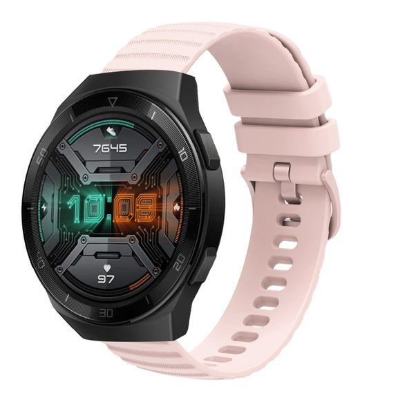 For Huawei Watch GT 2E 22mm Wavy Dot Pattern Solid Color Silicone Watch Band(Pink)