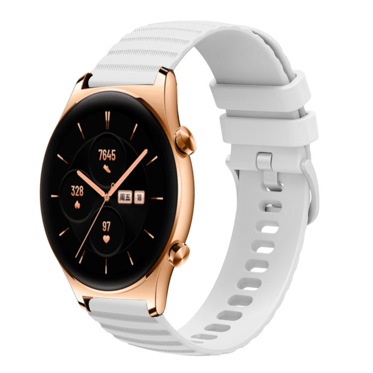 For Honor Watch GS 3 22mm Wavy Dot Pattern Solid Color Silicone Watch Band(White)