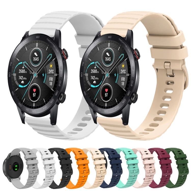 For Honor Magic Watch 2 46mm 22mm Wavy Dot Pattern Solid Color Silicone Watch Band(Army Green)