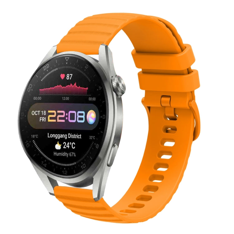 For Huawei Watch 3 Pro New 22mm Wavy Dot Pattern Solid Color Silicone Watch Band(Yellow)