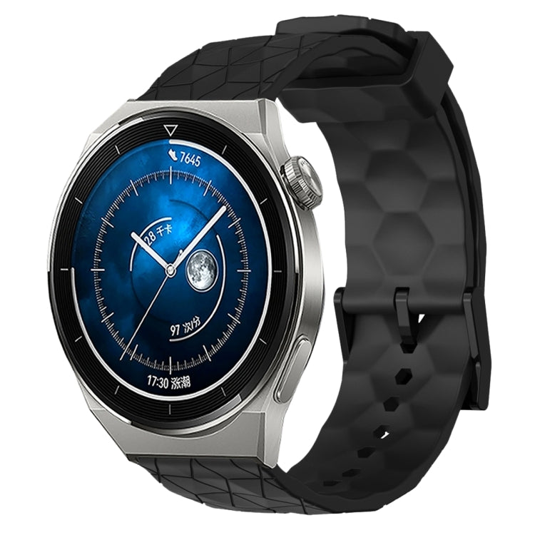 For Huawei Watch GT3 Pro 43mm 20mm Football Pattern Solid Color Silicone Watch Band(Black)