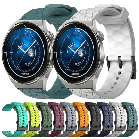 For Huawei Watch GT3 Pro 43mm 20mm Football Pattern Solid Color Silicone Watch Band(Black)
