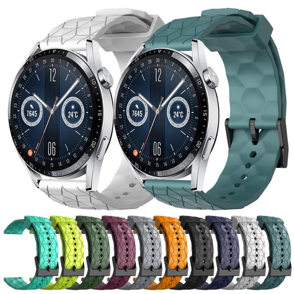 For Huawei Watch GT3 42mm 20mm Football Pattern Solid Color Silicone Watch Band(Wine Red)