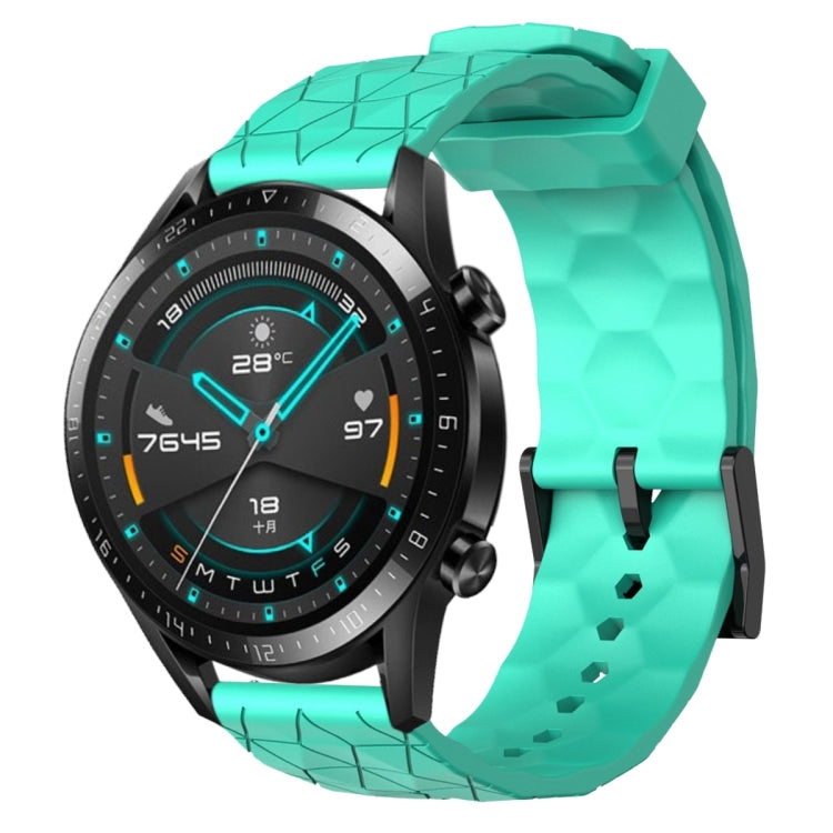 For Huawei Watch GT2 42mm 20mm Football Pattern Solid Color Silicone Watch Band(Teal)