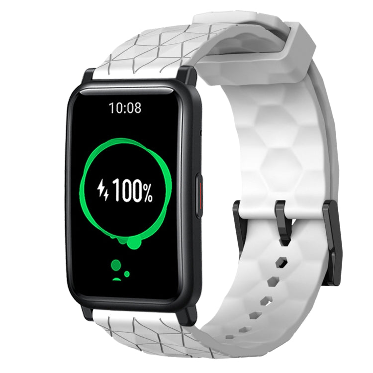 For Honor Watch ES 20mm Football Pattern Solid Color Silicone Watch Band(White)