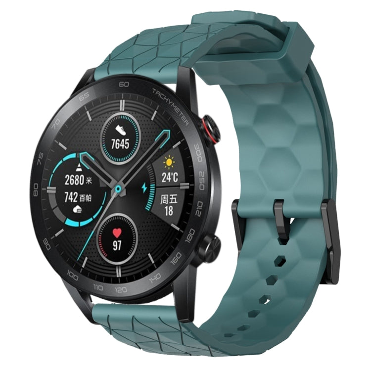 For Honor MagicWatch2 42mm 20mm Football Pattern Solid Color Silicone Watch Band(Rock Cyan)