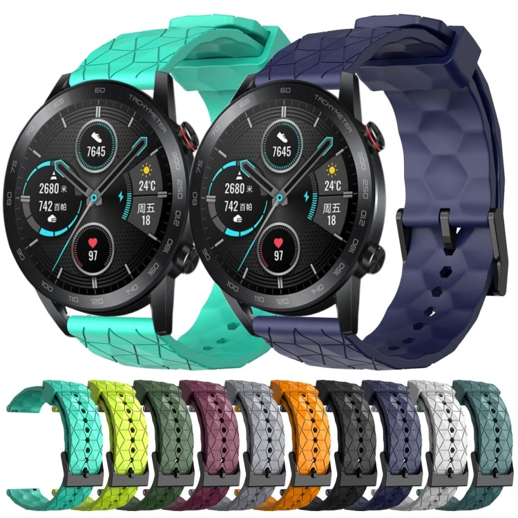 For Honor MagicWatch2 42mm 20mm Football Pattern Solid Color Silicone Watch Band(Rock Cyan)