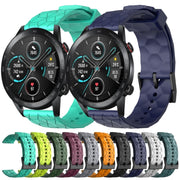 For Honor MagicWatch2 42mm 20mm Football Pattern Solid Color Silicone Watch Band(Rock Cyan)