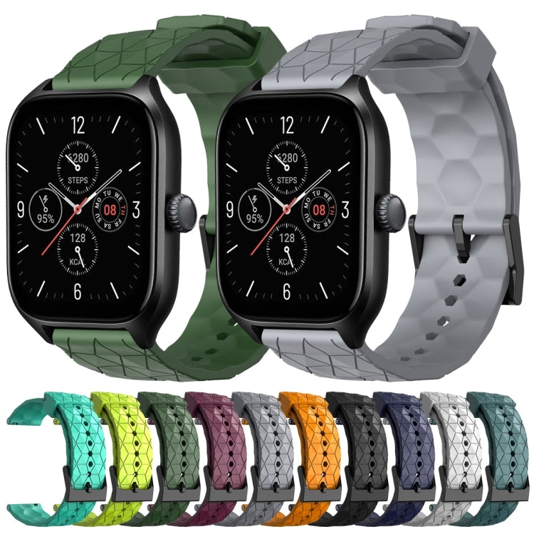 For Amazfit GTS 4 20mm Football Pattern Solid Color Silicone Watch Band(White)