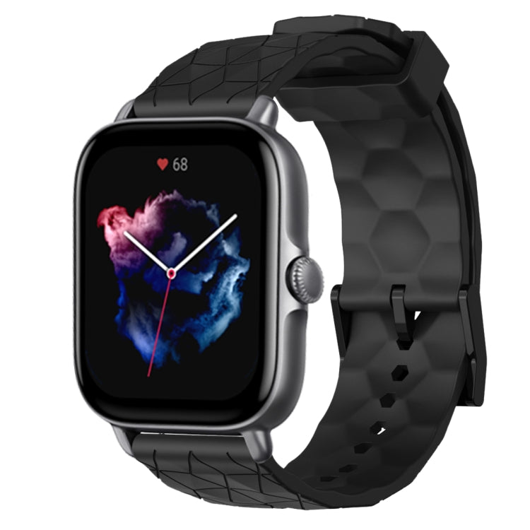 For Amazfit GTS 3 20mm Football Pattern Solid Color Silicone Watch Band(Black)