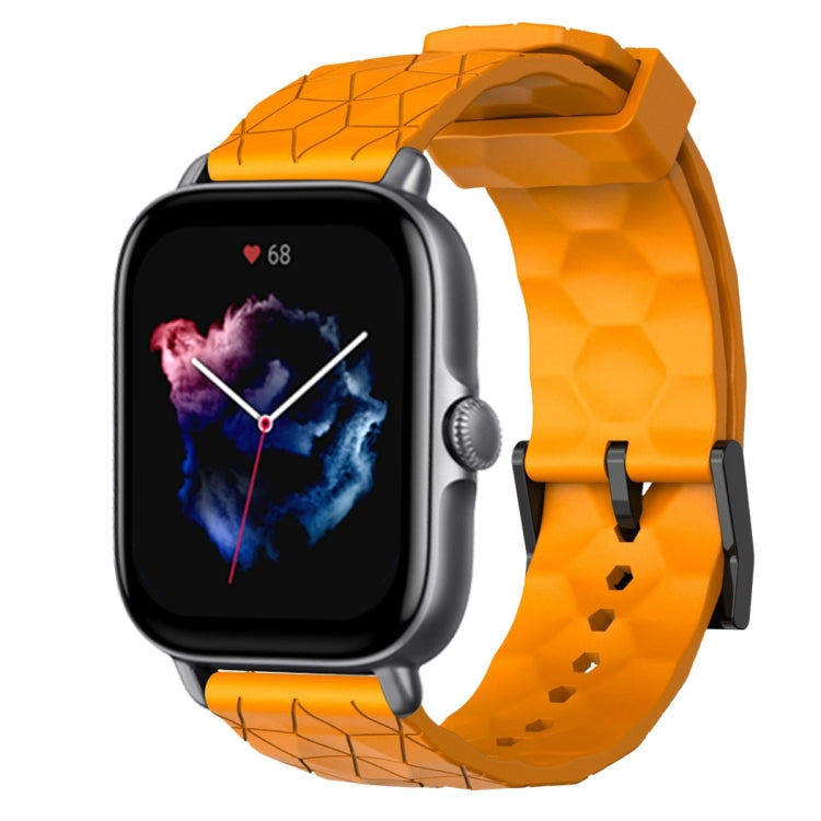 For Amazfit GTS 3 20mm Football Pattern Solid Color Silicone Watch Band(Yellow)