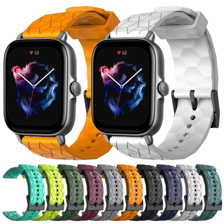 For Amazfit GTS 3 20mm Football Pattern Solid Color Silicone Watch Band(Yellow)
