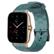 For Amazfit GTS 2E 20mm Football Pattern Solid Color Silicone Watch Band(Rock Cyan)