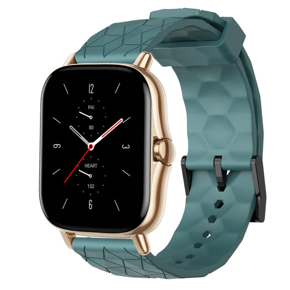For Amazfit GTS 2E 20mm Football Pattern Solid Color Silicone Watch Band(Rock Cyan)