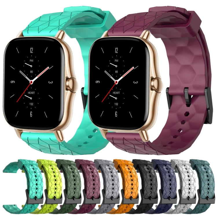 For Amazfit GTS 2E 20mm Football Pattern Solid Color Silicone Watch Band(Teal)