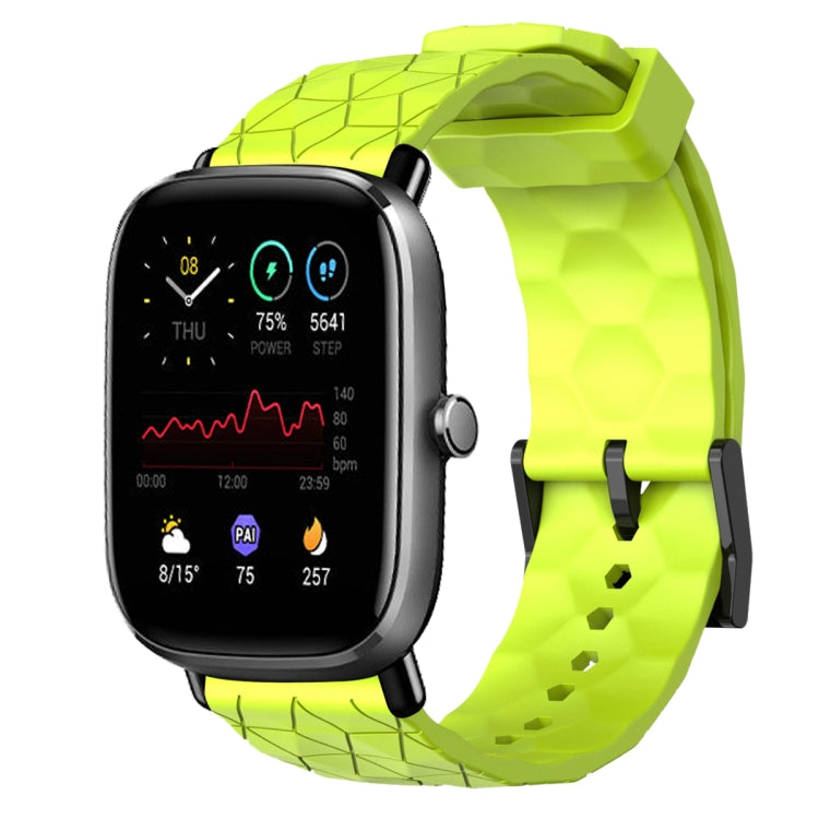 For Amazfit GTS 2 Mini 20mm Football Pattern Solid Color Silicone Watch Band(Lime Green)